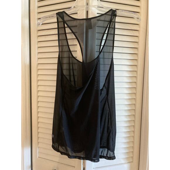 JustFab Active Black Razorback Activewear Sheer Tank Sz S - Picture 3 of 7